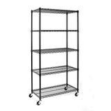 ZNTS 5-Tier NSF-Certified Steel Wire Shelving with Wheels Black 47544310