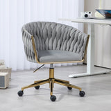 ZNTS Modern design the backrest is hand-woven Office chair,Vanity chairs with wheels,Height W2215P147915