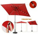 ZNTS Support Dropshipping Led Red Garden Outdoor Adjustable Title 10 Ft Patio Umbrella With Solar Lights W1828P147966