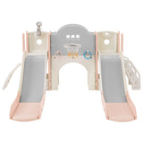 ZNTS Kids Slide Playset Structure 7 in 1, Freestanding Spaceship Set with Slide, Arch Tunnel, Ring Toss PP322884AAH