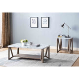 ZNTS Marble Tabletop Home Accent Table, Modern End Table, Faux Marble White & Dark Taupe B107131008
