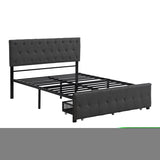 ZNTS Full Size Storage Bed Metal Platform Bed with a Big Drawer - Gray WF212444AAE