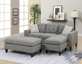 ZNTS Reversible 3pc Sectional Sofa Set Light Grey Tufted Polyfiber Wood Legs Chaise Sofa Ottoman Pillows B01149072