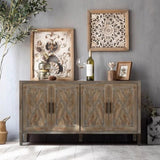 ZNTS 4 Door Wooden Twill Sideboard American Country Vintage Old Living Room Dining Room Hallway Entryway W1445121947