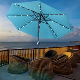 ZNTS 9 Ft Patio Umbrella Title Led Blue Adjustable Large Beach Umbrella For Garden Outdoor Uv Protection W1828140338