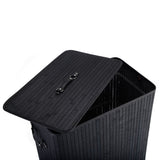 ZNTS Double-lattice Bamboo Folding Basket Body with Cover Black 21711416