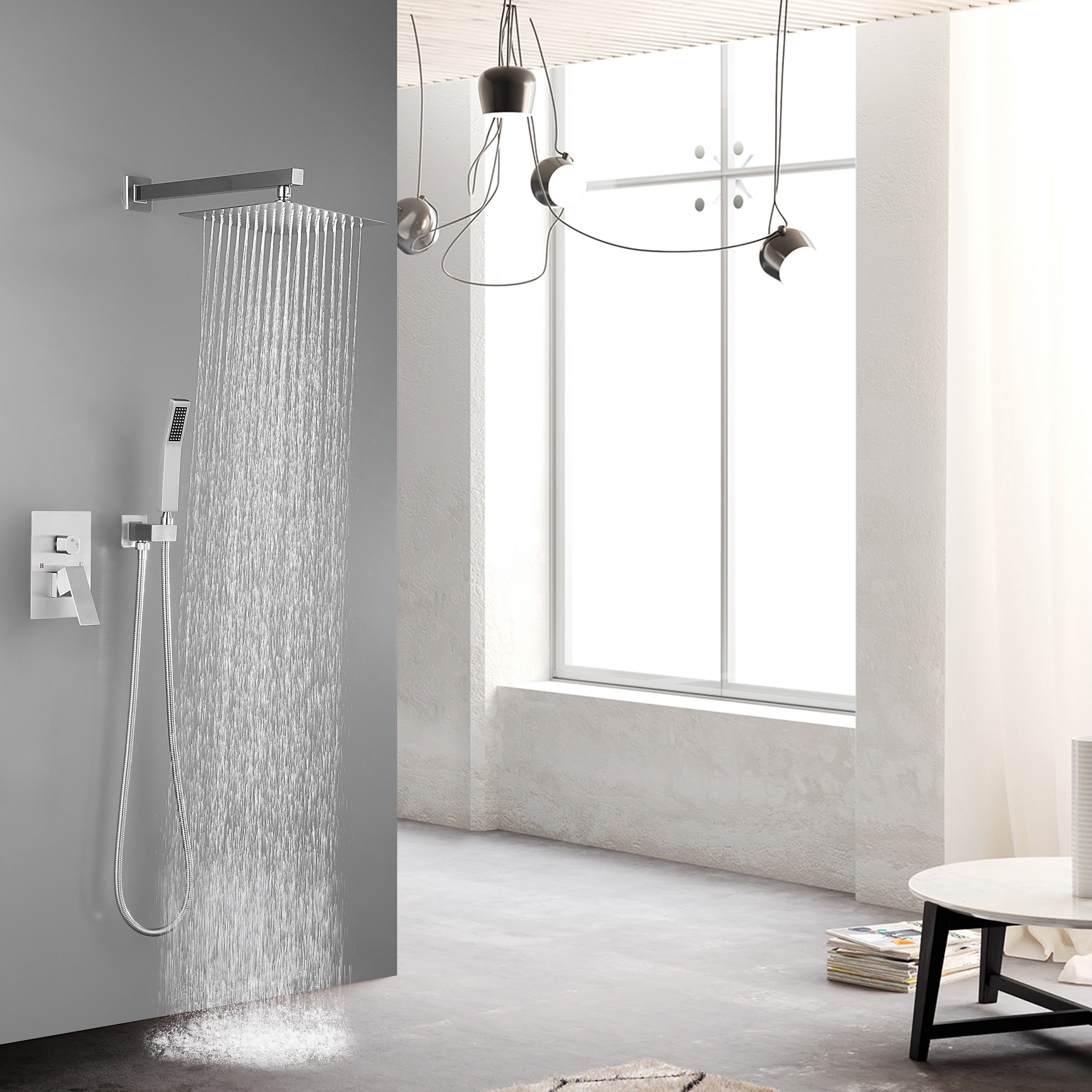 ZNTS 10 inch Shower Head Bathroom Luxury Rain Mixer Shower Complete Combo Set Wall Mounted W928105285