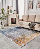 ZNTS ZARA Collection Abstract Design Turquoise Gray Rust Machine Washable Super Soft Area Rug B030115640