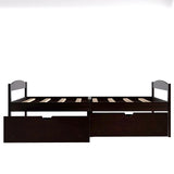 ZNTS Twin size platform bed, with two drawers, espresso WF195910AAP