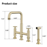 ZNTS Double Handle Bridge Kitchen Faucet with Side Spray W122564087