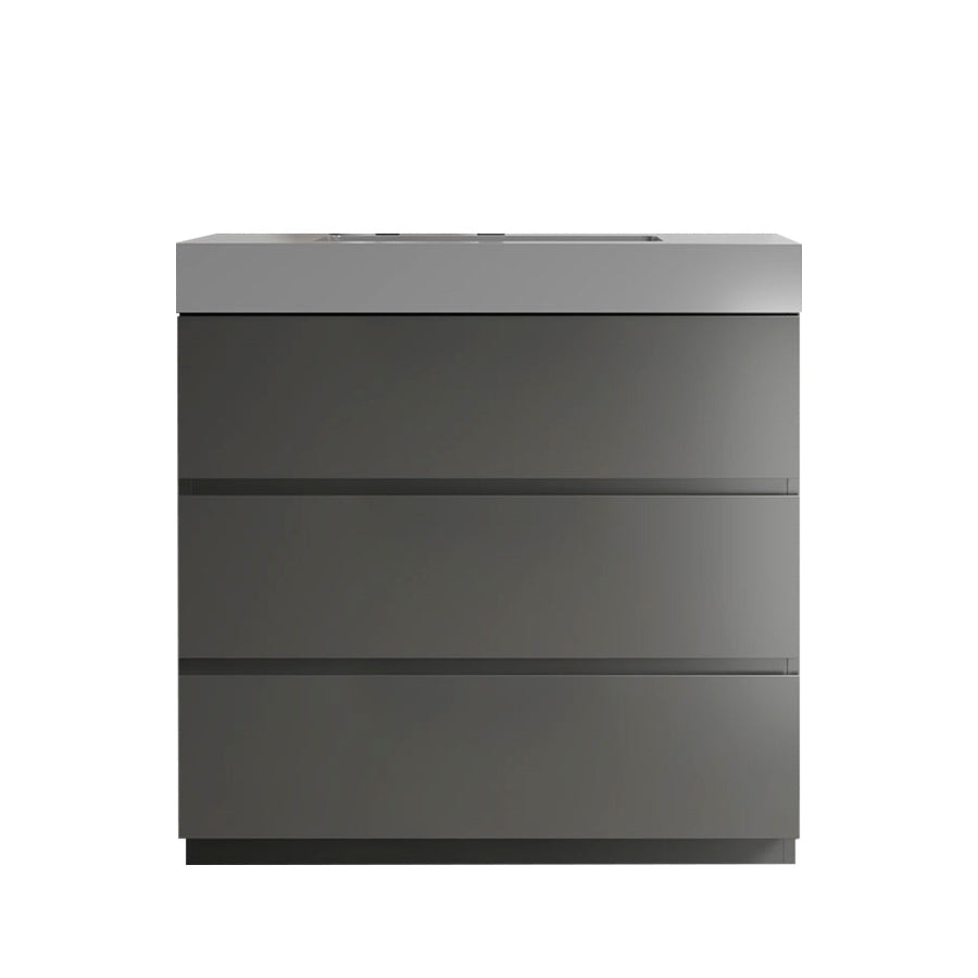ZNTS Alice-36F-102,Floor cabinet WITHOUT basin,Gray color,With three  drawers W1865107752