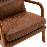 ZNTS High Back Solid Wood Armrest Backrest Iron Frame Bronzing Cloth Indoor Leisure Chair Orange 79269077