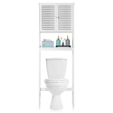 ZNTS FCH Bamboo 2 Doors 1 Shelf Toilet Cabinet Bathroom Cabinet White 75567921
