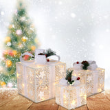 ZNTS 3pcs Square ABS Plastic Rack Garden Festive Decoration LED60 Light Warm White Light Cotton Thread 46682690