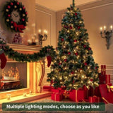 ZNTS 7.5ft Pre-Lit Artificial Flocked Christmas Tree with 450 LED Lights&1500 Branch Tips,Pine Cones& 55030227