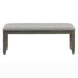 ZNTS Wood Frame Dining Bench 1pc Antique Gray Finish Frame With Neutral Tone Gray Fabric Seat B01143833