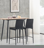 ZNTS Black modern simple bar chair, fireproof leather spraying metal pipe, diamond grid pattern, W29956431
