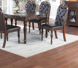 ZNTS Majestic Formal Set of 2 Side Chairs Brown Finish Rubberwood Dining Room Furniture Intricate Design B011138659