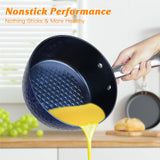 ZNTS Frying Pan Sets Non Stick 3Pieces, Blue 3D Diamond Cookware, 20/24cm Frying Pan, 18cm Saucepan 86581729