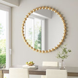 ZNTS Beaded Round Wall Mirror 36"D B03599273