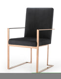 ZNTS Modrest Trea Modern Black Velvet & Rosegold Dining Chair B04961425