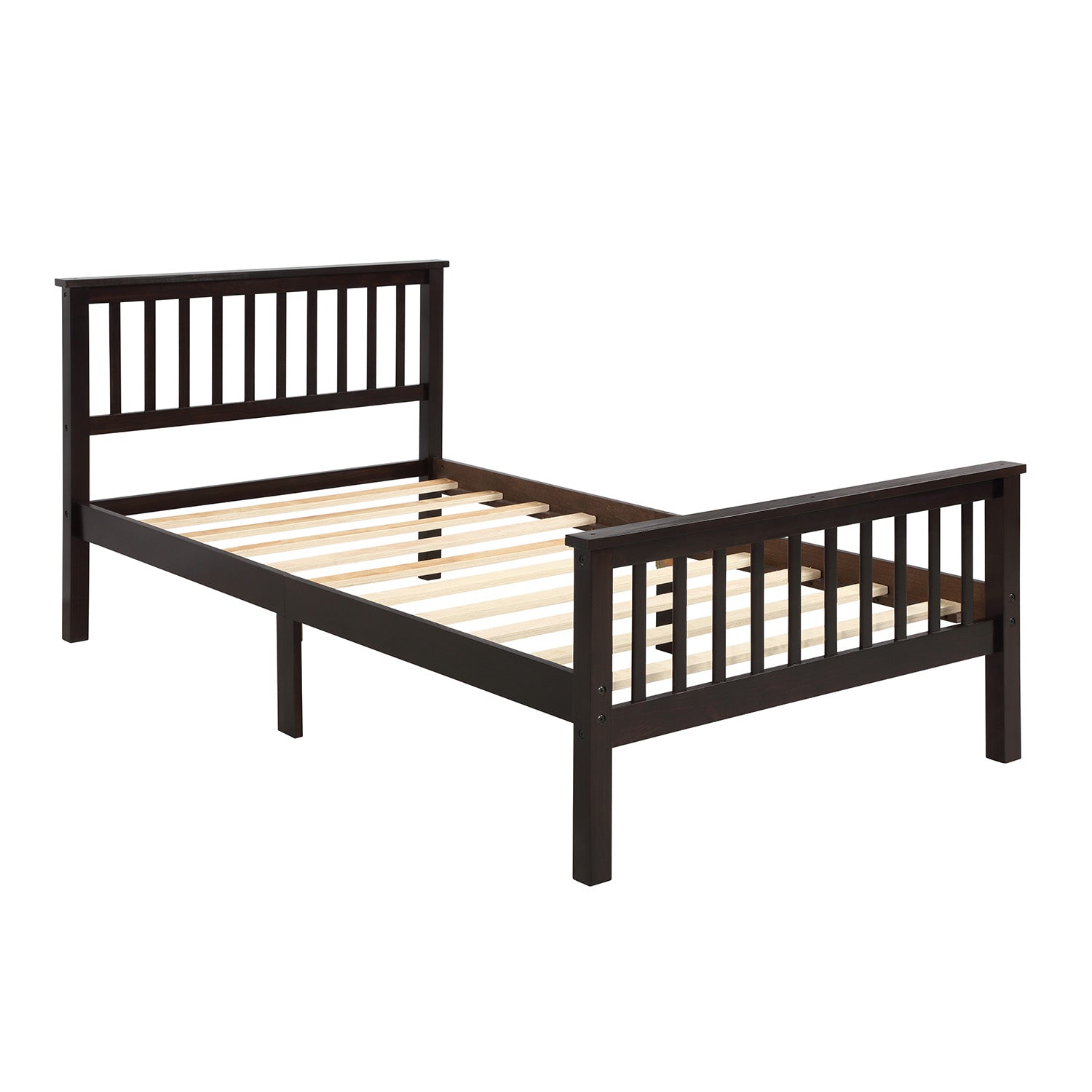 ZNTS Wood Platform Bed Twin Bed with Headboard and Footboard WF191767AAP