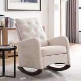 ZNTS [Video] Welike 25.6"W Modern Accent High Backrest Living Room Lounge Arm Rocking Chair, Two Side W834119098