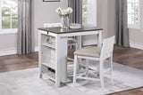 ZNTS Transitional Design White and Gray Finish 3-piece Pack Counter Height Set Table w Display Shelf USB B01166428