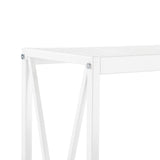 ZNTS Triamine Board Cross Iron Frame Porch Table Sofa Side Table White Wood Grain 20116019