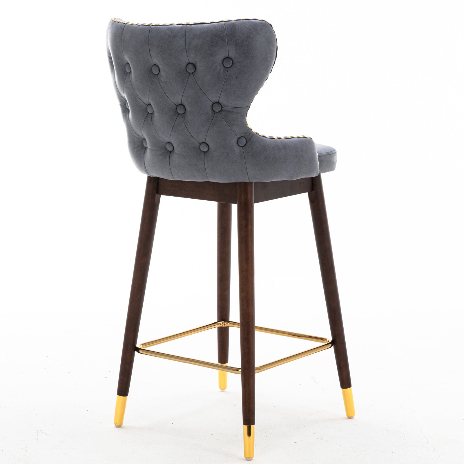 ZNTS A&A Furniture,29.9" Modern Leathaire Fabric bar chairs, Tufted Gold Nailhead Trim Gold Decoration W114342361