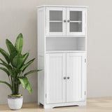ZNTS Tall Bathroom Storage Cabinet with Glass Doors & Adjustable Shelves, Freestanding Floor Cabinet with W1120123529
