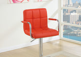 ZNTS Contemporary Style Red Faux Leather Bar Stool Counter Height Chairs Set of 2 Adjustable Height HS00F1558-ID-AHD