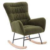 ZNTS Nursery Rocking Chair, Teddy Upholstered Glider Rocker, Rocking Accent Chair with High Backrest, W1372138709