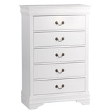 ZNTS Traditional Design White Finish 1pc Chest of 5 Drawers Antique Drop Handles Drawers Bedroom B01149270