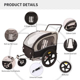 ZNTS 2-in-1 Double 2 Seat Bicycle Bike Trailer Jogger Stroller for Kids Children Foldable Collapsible W1364133903