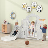 ZNTS Toddler Slide and Swing Set 5 in 1, Kids Playground Climber Slide Playset with Basketball Hoop PP307712AAE