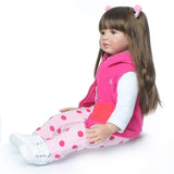 ZNTS 24" Beautiful Simulation Baby Long Hair Girl Wearing a Deer Dress Doll 95153801