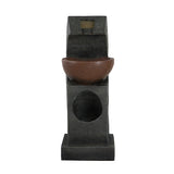 ZNTS 9.4x9.1x23.8" Black and Brown Sculptural Water Fountain with Bowl Basin, with Light and Pump, for W2078138958