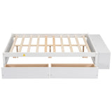 ZNTS Full Size Bed with Storage Case, 2 Storage drawers, Lengthwise Support Slat,White W504102754