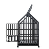 ZNTS Heavy Duty Dog Cage pet Crate with Roof & window on roof W206115370