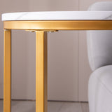 ZNTS Modern C-shaped end/side table,Golden metal frame with round marble color top-15.75" 52272961