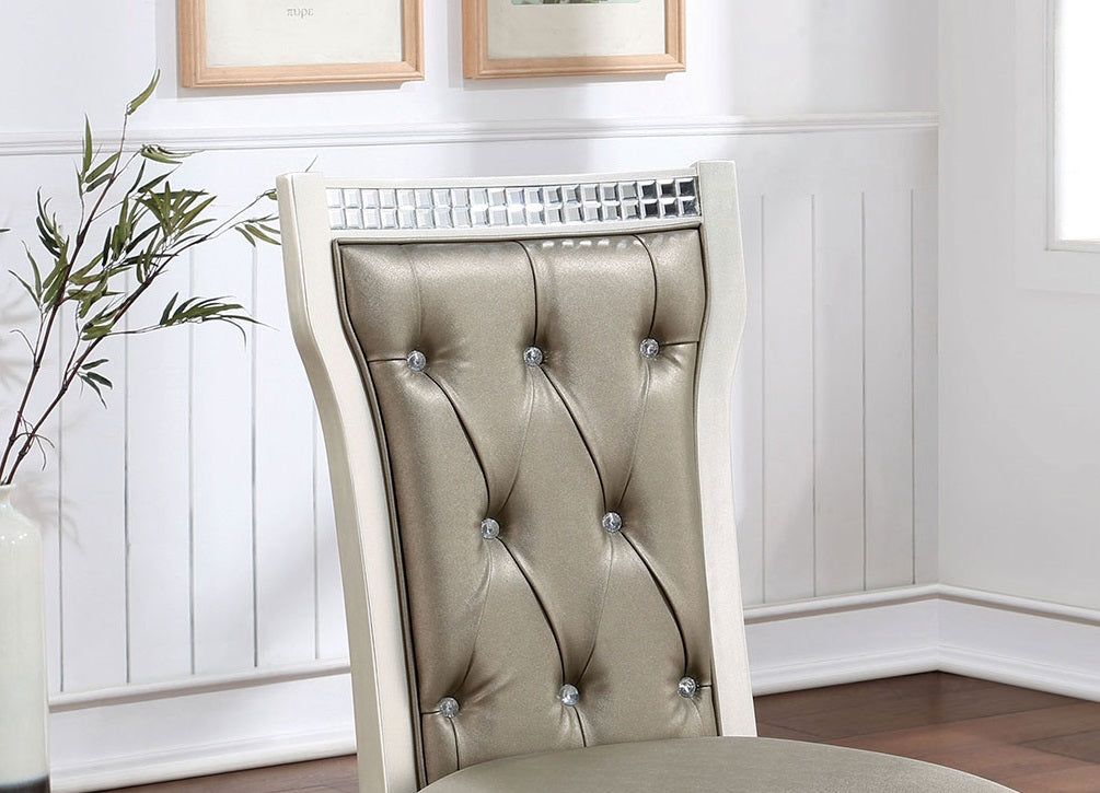 ZNTS Formal Traditional Set of 2 Dining Chairs Champagne / Warm Grey Solid wood Leatherette Cushion B011106629