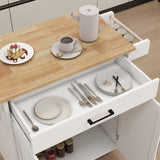 ZNTS Kitchen island rolling trolley cart with Adjustable Shelves & towel rack & seasoning rack rubber W282108546