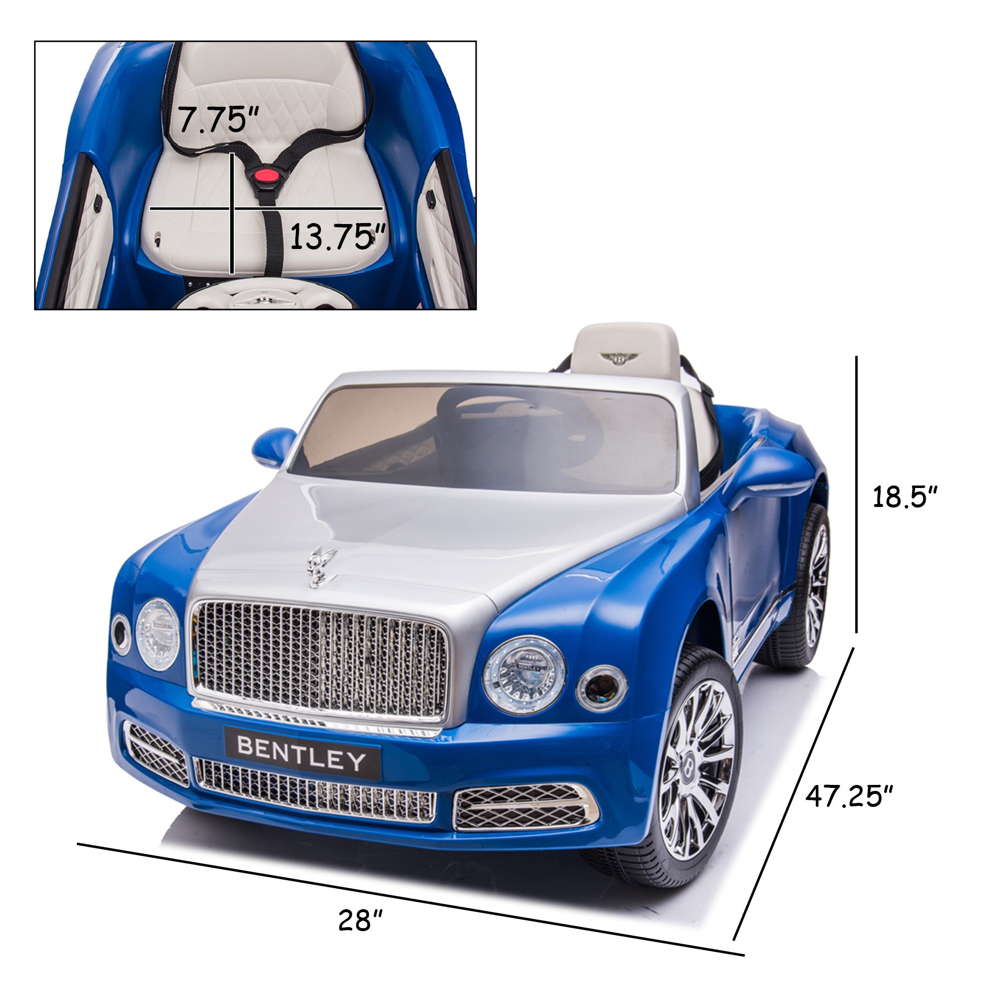 ZNTS 12V Electric Kid Ride On, Bentley Mulsanne Licenseds for Kids, Battery Powered Kids Ride-on W162982643