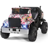 ZNTS Power Electric 2-Seater Kids Ride On Truck Tractor w/Trailer 3 Speed RC Pink 44723791