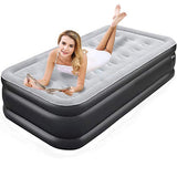 ZNTS Air Mattress 18" Double-High Airbed with Built-in Pump Twin Black W121583864