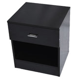 ZNTS 1 Drawer Metal Handle Bedside Cabinet Night Table Black 91977712