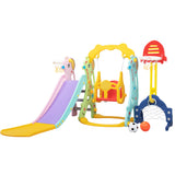 ZNTS 5 in 1 Slide and Swing Playing Set, Toddler Extra-Long Slide with 2 Basketball Hoops, Football, W2181139401