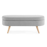 ZNTS Ottoman Oval Storage Bench, Rubber Wood Legs, Grey W48764884