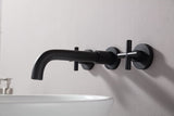 ZNTS Double Handle Wall Mount Bathroom Faucet Matte Black W122453406